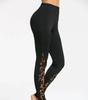 2021 Aliexpress Wish Leggings Esportivos de Yoga com Renda Costurada, Modelagem Justa, Comprimento Nove Pontos, Calças Emagrecedoras que Podem Ser Usadas Fora