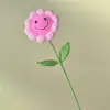Terminado Tejido a Mano de Lana Cara Sonriente Ramo de Girasoles Ganchillo Girasol Día del Maestro Temporada de Exámenes de Admisión Universitaria Temporada de Graduación Regalo