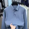 Camisa POLO de Solapa de Manga Larga para Hombre de Otoño, Top para Hombre con Estampado de Logo de Letra, Camiseta Casual para Hombre, En Stock, Dropshipping
