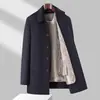 Abrigo para Hombre 2026 Otoño/Invierno, Cuello Desmontable, Forro Polar, Doble Uso, Estilo de Negocios, Chaqueta Cálida de Lana para Hombres de Mediana Edad
