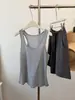 Camiseta sin mangas de algodón con tacto a lino, cuello en U grande para mujer, versátil para el verano, color liso, adelgazante, transpirable, prenda interior o exterior, camisola