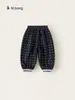 Ropa para niños Bangxuan, pantalones casuales para niñas, ribete de encaje de lunares, pantalones largos para niños pequeños, pantalones de chándal para bebé de primavera y otoño, pantalones para niños de corte holgado