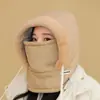 Chapéu Masculino de Inverno para Ciclismo Máscara Fria Cachecol de Pescoço Quente de Inverno Chapéu Pulôver Chapéu Espesso à Prova de Vento com Forro de Lã Proteção de Orelha para Mulheres