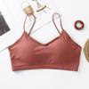 Ropa interior de una pieza con copa fija, tirantes finos para los hombros, hermosa espalda envuelta, copa de látex, verano, transpirable, con rosca, para niña, espalda cruzada