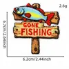 Parches bordados de peces estilo caricatura americana, insignias con lemas de red de pesca, parches para reparar agujeros en la ropa, bordado decorativo