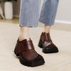 Zapatos de suela gruesa de cuero para mujer, zapatos retro de cuero con punta cuadrada, cómodos, de una sola capa, para otoño e invierno de 2023.