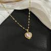 Collar de acero inoxidable de alta calidad personalizado con forma de corazón de gran venta en Europa y Estados Unidos, estilo网红 para mujer, serie Mori, cadena sencilla para suéter