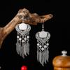 Nuevos Pendientes Turquesa con Diamantes, Pendientes Étnicos Multicapa Estilo Retro de Aleación, Pendientes de Borlas de Yunnan Suministro al por Mayor
