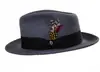 Sombrero Jazz de Fieltro de Lana de Venta Caliente Transfronterizo para Hombres, Sombrero de Lana Británico Retro Otoño e Invierno, Sombrero Rígido de Fieltro, Estilo Europeo y Americano
