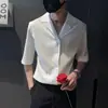 Camisa de Manga Corta de Seda de Hielo de Alta Calidad para Hombre Verano Marca Trendy Casual Rufián Guapo Camisa de Manga Media Camisa de Manga Media Trendy para Hombre
