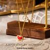 Collar de Esmalte en Forma de Corazón, Gargantilla de Corazón Rojo Durazno para Mujer, Versátil y de Alta Gama, Cadena para Suéter Chapada, Accesorio Estilo Vacaciones de Verano