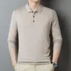 Suéter de Punto de Color Sólido Estilo Nuevo con Cuello Turn-Down para Hombres de Mediana Edad, Top Holgado de Manga Larga para Otoño e Invierno, Suéter Capa Base, Venta al por Mayor