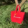 Nova Bolsa de Lona Vermelha Ins de Nicho Bolsa de Ombro de Lona Casual com Estampa de Letras Grande Capacidade Bolsa de Estudante