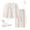 Pijama para niñas, colección primavera y otoño, de manga larga, con estampado de nubes, algodón fino, nuevo estilo de otoño, para niñas de talla mediana y grande, ropa de estar por casa moderna