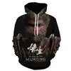 Roupa Masculina Outono e Inverno Jogo Mito Negro: Wukong Series Peripheral 3D Digital Printing Masculino com capuz