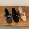 Sapatos Mary Jane estilo perfumado e delicado, vintage, inverno, aumento de altura, 4 cm, laço, pérola, sapatos femininos
