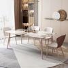 Mesa de comedor italiana ligera de lujo con tablero de roca, combinación de sillas de comedor, moderna y sencilla, para apartamentos pequeños, mesa larga para el hogar, para sala de estar y comer.