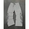 Calça Casual Estampada Hip-Hop Europeia e Americana em Estoque para Homens, Design High Street para Primavera e Outono, Calça Jogger Reta Retrô