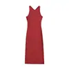 2626-Vestido Sexy de Cuello en V Ajustado al Cuerpo Estilo Europeo y Americano 2026 Nuevo Vestido sin Mangas Adelgazante para Mujer Primavera y Verano