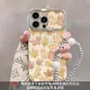 Cadena Colgante Gato Hojas de Otoño Adecuada para Funda de Teléfono Móvil Apple 17Promax Iphone15 Ventana Electrochapada 16 Silicona Suave 14