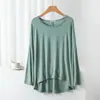 Nova Camiseta Modal de Gola Redonda de Manga Longa para Mulheres, Outono e Primavera, Solta e Emagrecedora, Tamanho Grande Casual Fina Camiseta Base