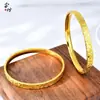 Pulsera Auspiciosa de Hielo Triturado de Tres Caras para Mujer, Oro Arena Estilo Antiguo, Dorado Cobre con Textura Amplia Brillante Estilo Retro Chino Venta al por Mayor