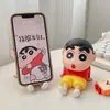 Figura de Crayon Shin-Chan Pijama Soporte para Tableta Teléfono Adorno Muñeco de Nohara Shinnosuke Soporte Perezoso Escritorio