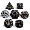 Obsidiana Copo de Nieve Juego de Rol Dnd Set de 7 Dados de Juego Dnd Rpg D6 D20 Piedra Natural Hecha a Mano