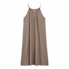 (con pantalones de bolsillo con solapa) Vestido de tirantes Bosque para la Pausa del Té de Verano Hada Platycodon Vacaciones en la Costa Playa Casual Vestido Largo