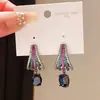 Brincos Vintage de Prata com Diamantes e Penas, Artesanato Retro de Alto Padrão, Brincos Versáteis Exquisitos para Mulheres