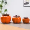 Pote de Chá de Caqui Ornamento de Cerâmica Mini Frasco Selado Pequeno Doméstico Caqui Boa Sorte Negócios Embalagem de Presente para o Festival do Meio Outono