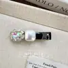 Pinza para el cabello de textura de lujo ligero, perla artificial, diamantes de imitación, gota de aceite, pinza de pico de pato, pinza exquisita para flequillo y cabello suelto, accesorios para el cabello elegantes para mujeres