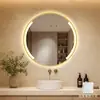 Espejo de Baño de Alta Gama para Hotel Marco de Aleación de Aluminio Espejo de Baño Redondo LED Inteligente Espejo de Tocador de Baño Antivaho Montado en Pared