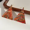 Pendientes de Gancho de Cuero Estampado Geométrico Estilo Étnico Vintage, Pendientes de Moda y Versátiles, Diseño de Pendiente Único y Exagerado con un Atractivo de Nicho