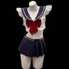 Traje de Marinero Manyu Lencería Sexy Lazo Rojo Cintura Expuesta Falda Plisada Puro Deseo Dulce Estilo Universitario Conjunto 9523