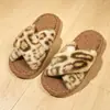 Pantuflas con Estampado de Leopardo para Mujer, Otoño/Invierno, Hogar Interior, Antideslizantes, Ins Transfronterizo, Pantuflas de Algodón para Mujer, Felpa, Transpirables, Ligeras