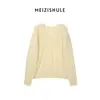 Roupas Zhengqite/ Suéter "Marshmallow Decote V Escovado" de Lã e Caxemira Escovado Sem Costura Anti-Pilling