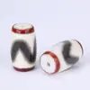Ágata Natural Três Olhos Dzi Contas Soltas Genuínas Estilo Xizang Contas Cilindricas Vermelhas e Brancas DIY Contas para Acessórios de Colar Pulseira