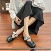 Sandalias Baotou de Nuevo Estilo para Mujer para Usar Afuera en Verano, Zapatos Cuadrados de Punta Alta para Mujer de Gama Alta y Elegantes, Zapatos Mary Jane Plateados