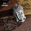 Isqueiro à Prova de Vento com Cabeça de Buda em Metal Embutido Recarregável Pingente de Buda Presente Personalizado para Namorado Presente da Moda