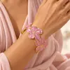 Pulsera versátil de flores pintadas al óleo, de moda, lujo ligero, joyería de pulsera abierta de flores de alta gama, accesorio de venta caliente transfronteriza