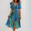 2026 Novo E-commerce Transfronteiriço Amazon Solto Casual Elegante Gola V Floral Novo Vestido Estampado Mais Vendido