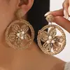E13765 Pendientes de Flor de Rafia Tejida a Mano Transfronterizos con Diamantes y Perlas Estilo Resort Costero Pendientes Populares para Mujeres