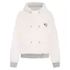 Sudadera con capucha para hombre de rayas grises y negras con diseño cruzado, bordado de emblema en forma de corazón, corte corto y holgado, estilo casual