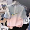 Camiseta Infantil de Manga Corta Degradada, Top Estampado de Moda de Verano para Niños, Ropa Moderna Suelta y Versátil Estilo Coreano para Niños Mayores