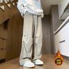 Calça de Moletom Esportiva Solta Estilosa Nova para Outono e Inverno com Cordão Calça Longa Casual Reta de Veludo Cotelê Retrô Americana