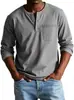 Camiseta Masculina de Manga Longa com Gola Redonda para Outono e Inverno - Pulôver Respirável Slim Casual Camiseta Básica de Manga Longa - Top