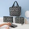 Bolsa de Maquiagem Xadrez Estilo Ins, Grande Capacidade, Bolsa Portátil para Armazenamento de Cosméticos, Necessaire, Portátil
