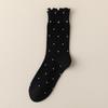 Calcetines de mujer de otoño e invierno, calcetines de algodón de punto, calcetines apilados, calcetines de tubo sin hueso con orejas de madera para mujer, calcetines de primavera para mujer, venta al por mayor
