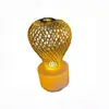 Arte de Hierro Dorado con Pantalla de Seda Calada de Oriente Medio Lámpara de Velas Electrónica Luz Nocturna LED Adorno Luminoso de Escritorio Iluminación